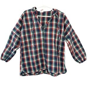 Vintage Buster Brown Child 5/6 Long Sleeve Woven‎ Plaid Hooded Shirt Made USA